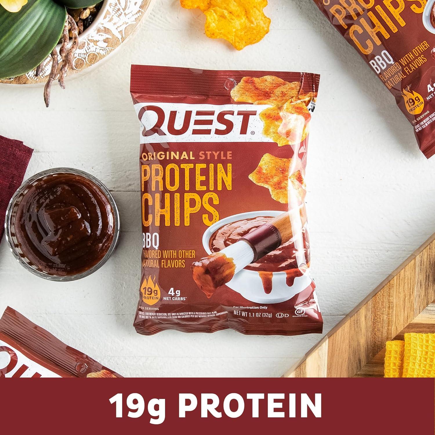 image:imageQuest Nutrition Dill Pickle Flavored Protein Chips 19g Protein 4g Net Carbs Protein Snacks Gluten Free 12 CountBarbecue