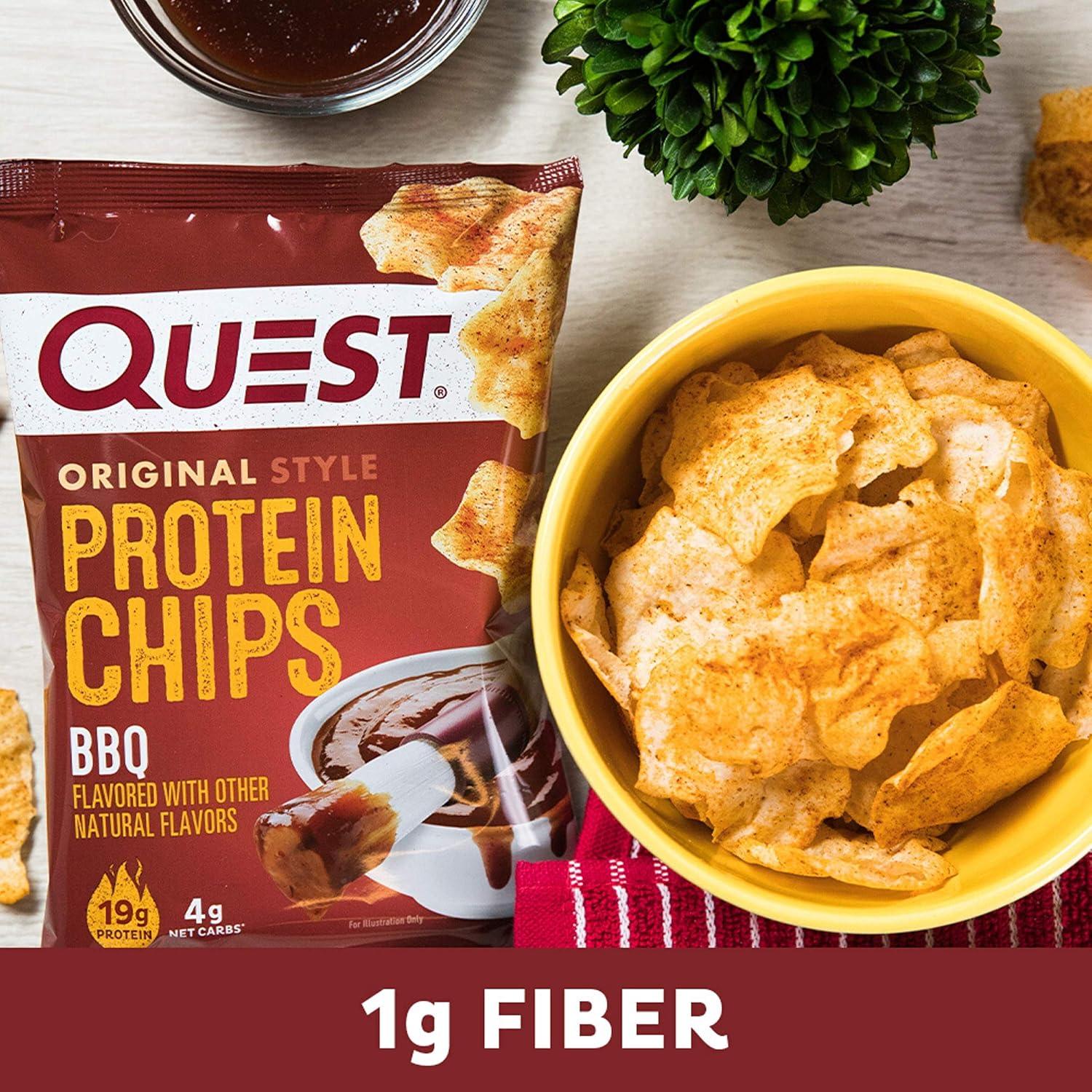 image:imageQuest Nutrition Dill Pickle Flavored Protein Chips 19g Protein 4g Net Carbs Protein Snacks Gluten Free 12 CountBarbecue