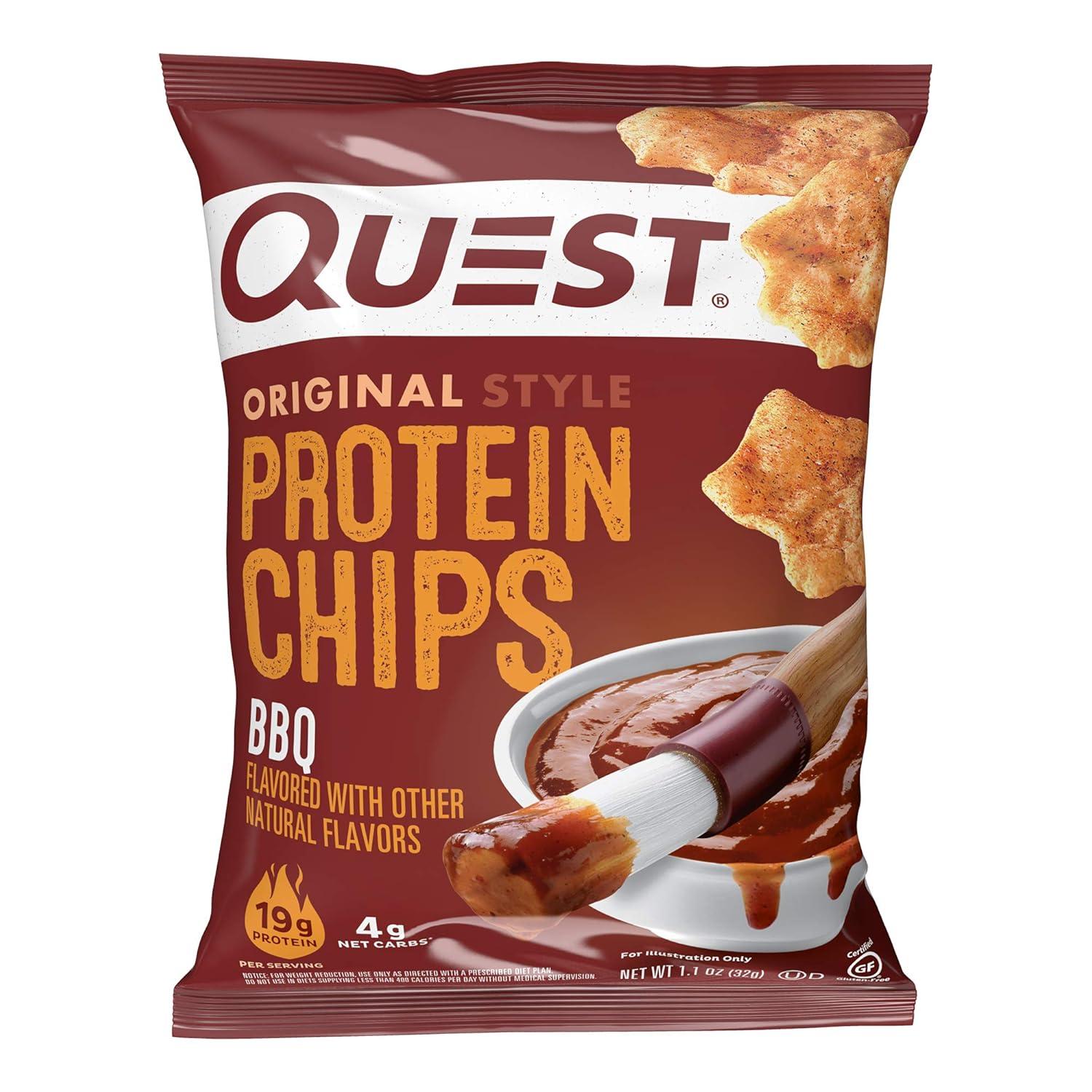 image:imageQuest Nutrition Dill Pickle Flavored Protein Chips 19g Protein 4g Net Carbs Protein Snacks Gluten Free 12 CountBarbecue