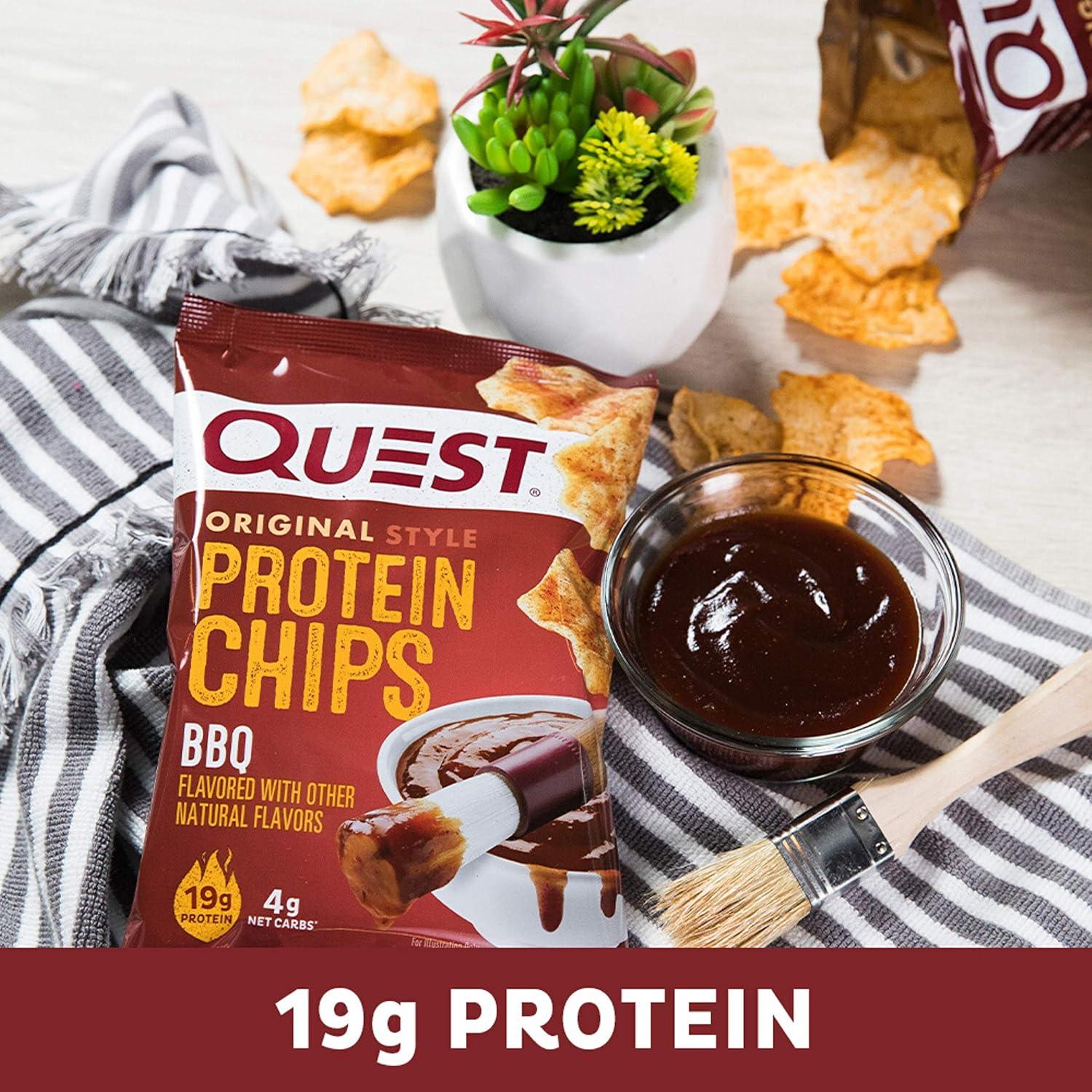 image:imageQuest Nutrition Dill Pickle Flavored Protein Chips 19g Protein 4g Net Carbs Protein Snacks Gluten Free 12 CountBarbecue
