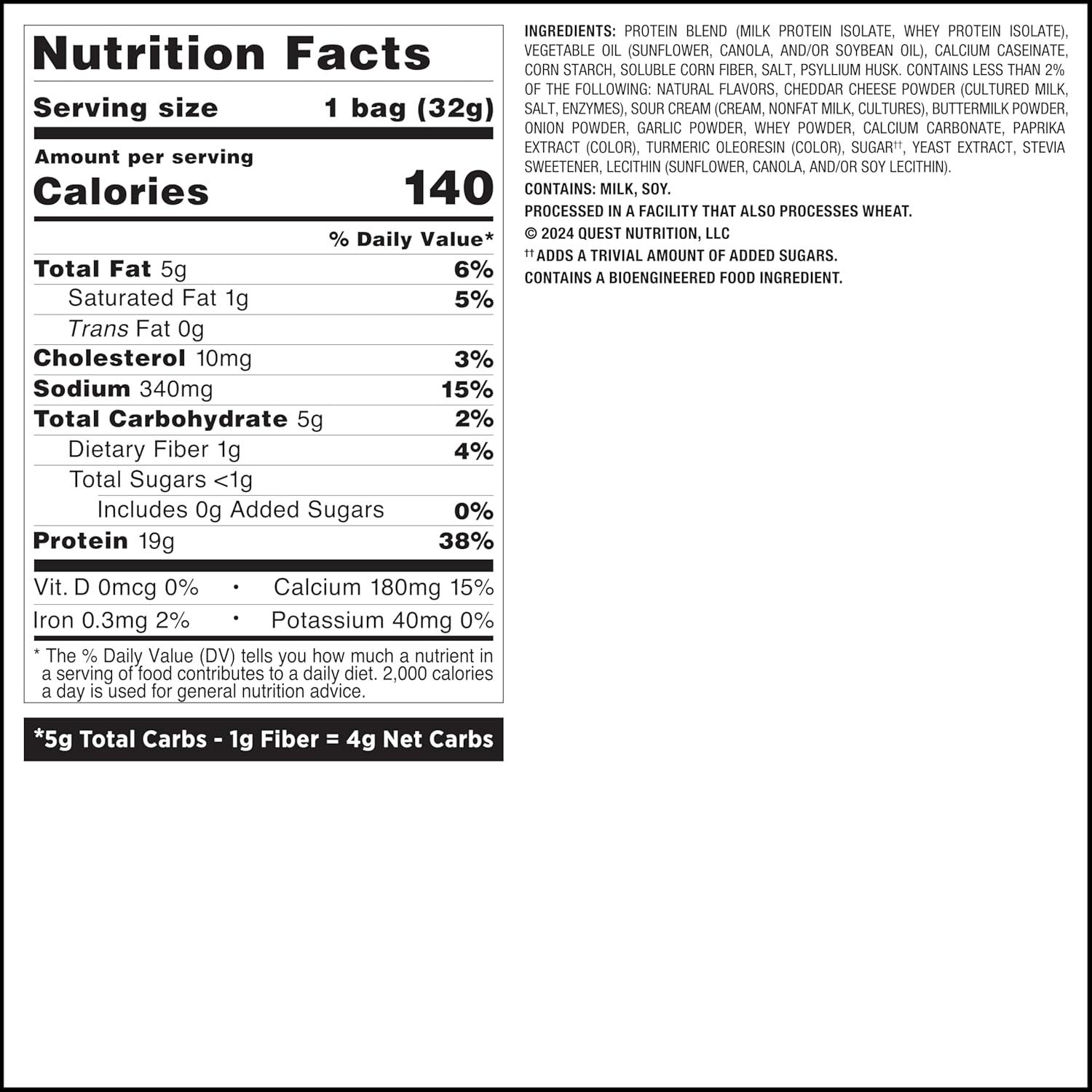image:imageQuest Nutrition Dill Pickle Flavored Protein Chips 19g Protein 4g Net Carbs Protein Snacks Gluten Free 12 CountCheddar Sour Cream