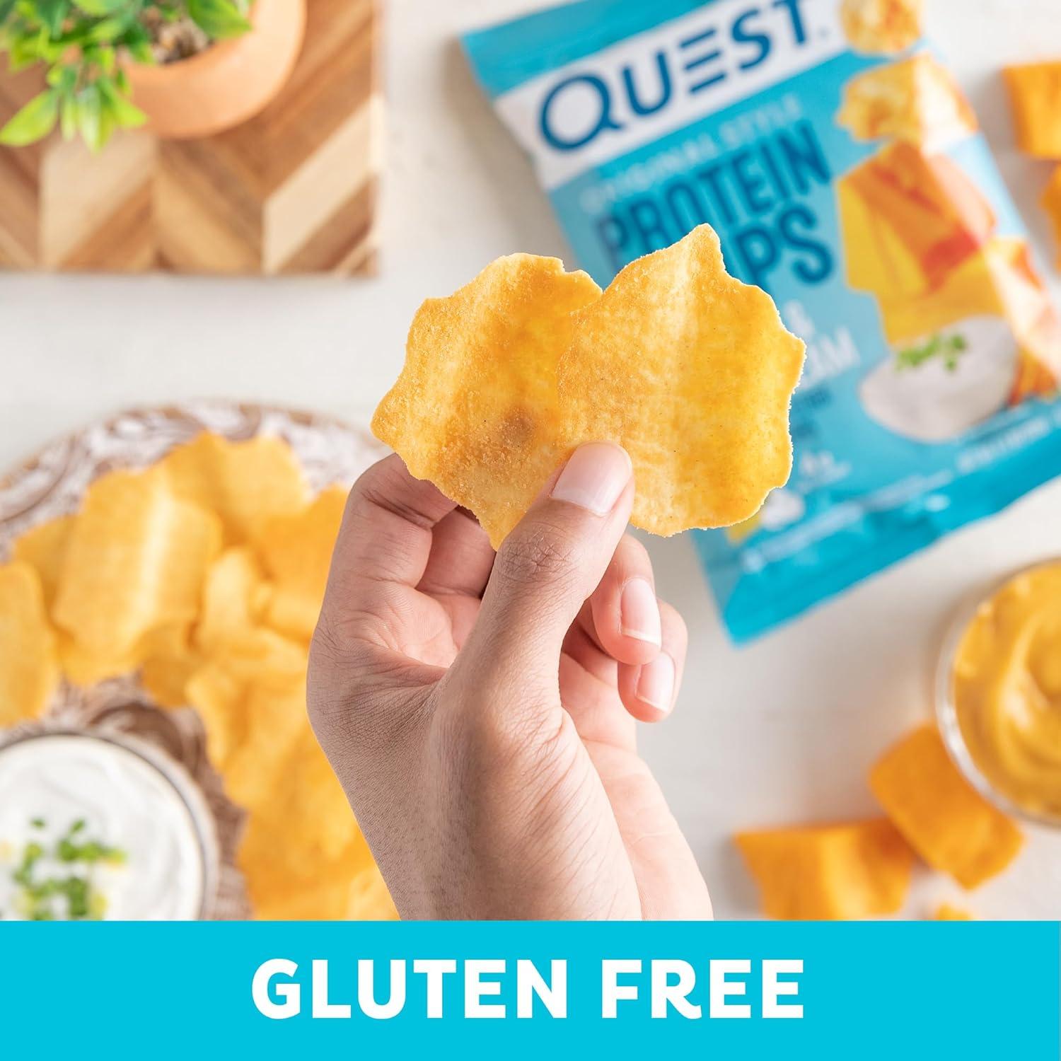 image:imageQuest Nutrition Dill Pickle Flavored Protein Chips 19g Protein 4g Net Carbs Protein Snacks Gluten Free 12 CountCheddar Sour Cream