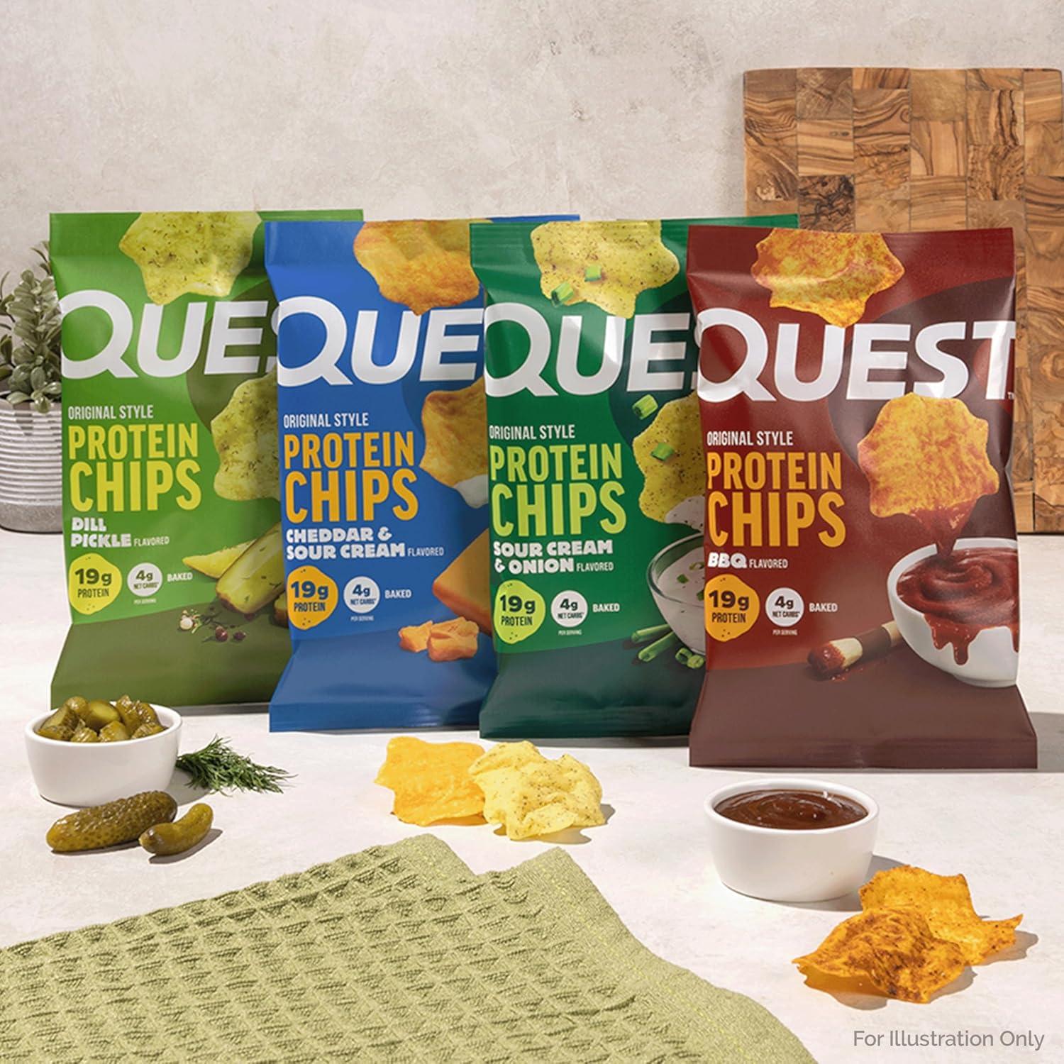 image:imageQuest Nutrition Dill Pickle Flavored Protein Chips 19g Protein 4g Net Carbs Protein Snacks Gluten Free 12 CountDill Pickle