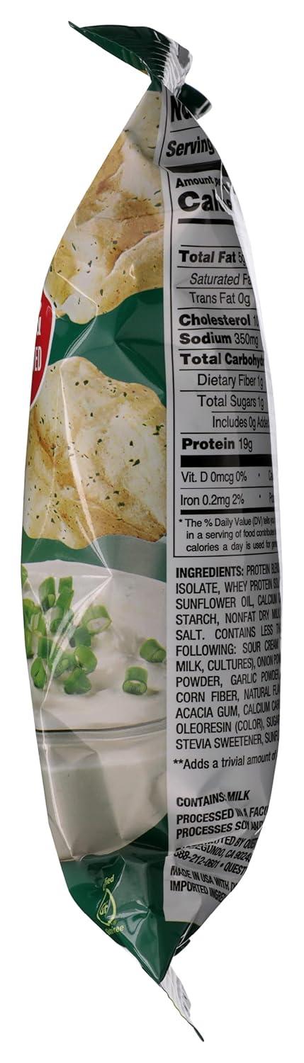 image:imageQuest Nutrition Dill Pickle Flavored Protein Chips 19g Protein 4g Net Carbs Protein Snacks Gluten Free 12 CountSour Cream Onion