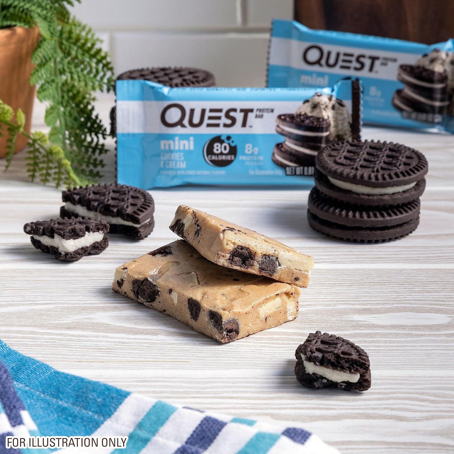 image:imageQuest Nutrition Mini Cookies amp Cream Protein Bars 8g Protein 1g Sugar 2g Net Carbs Gluten Free 14 Count