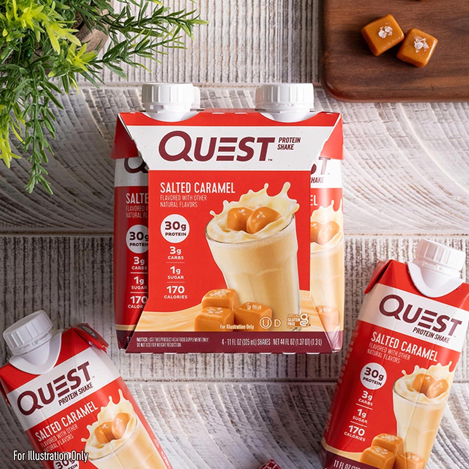 image:imageQuest Nutrition Ready To Drink Chocolate Protein Shake 30g Protein 4g Net Carbs Gluten Free Keto Friendly 11 fl oz Pack of 12Salted Caramel