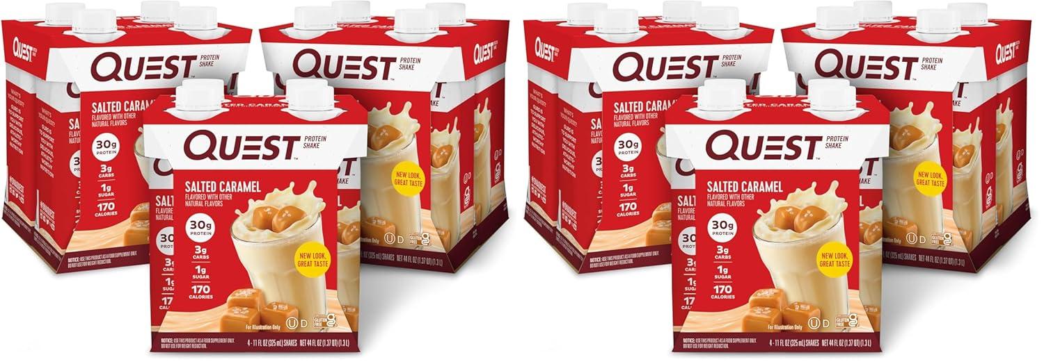 image:imageQuest Nutrition Ready To Drink Chocolate Protein Shake 30g Protein 4g Net Carbs Gluten Free Keto Friendly 11 fl oz Pack of 12Salted Caramel