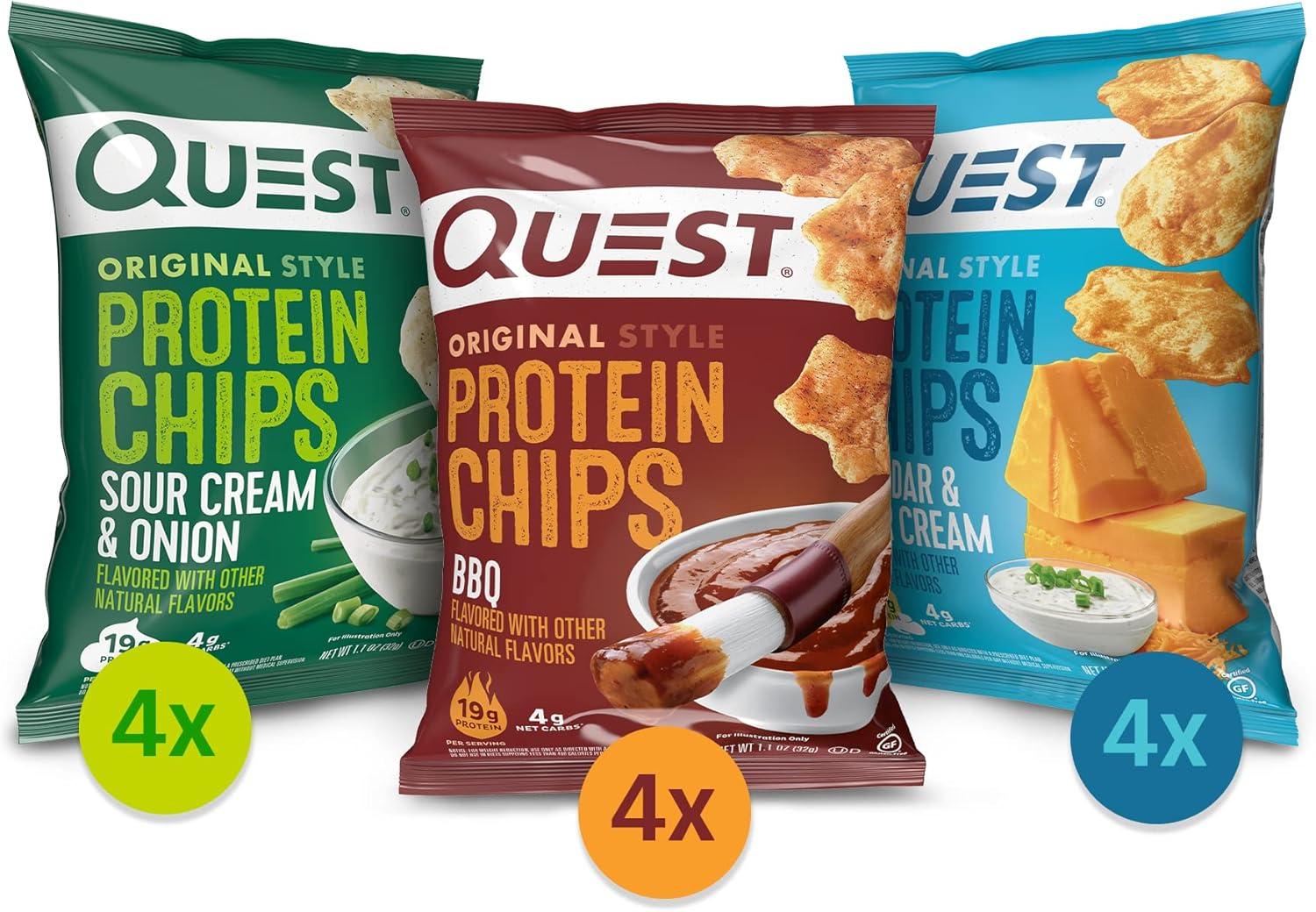 image:imageQuest Nutrition Tortilla Style Protein Chips Salty Snack Variety Pack Pizza Loaded Taco Nacho Cheese Ranch High Protein Snack Low Carb Gluten Free 11 oz Pack of 8 2 each flavorCheddar Cheese