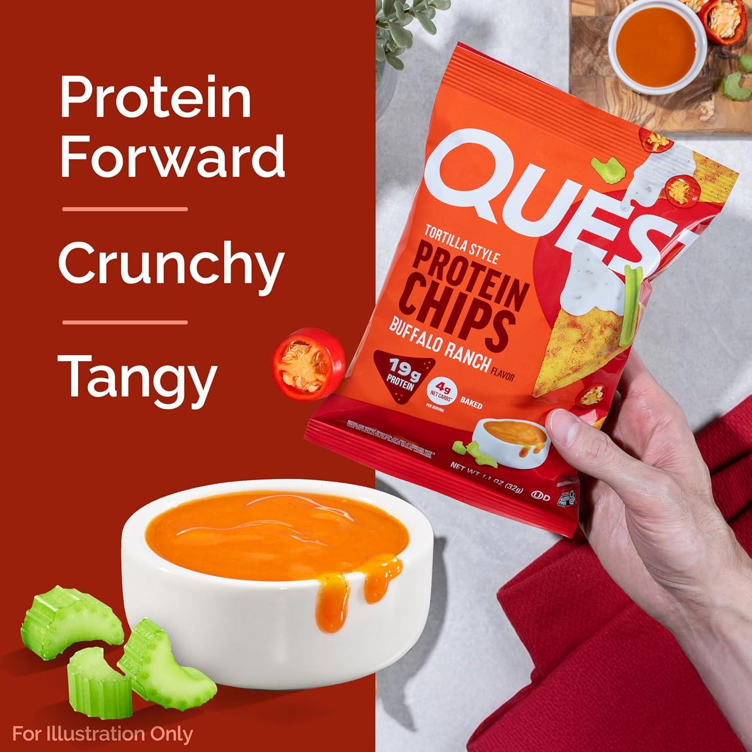 image:imageQuest Nutrition Tortilla Style Protein Chips Salty Snack Variety Pack Pizza Loaded Taco Nacho Cheese Ranch High Protein Snack Low Carb Gluten Free 11 oz Pack of 8 2 each flavorBuffalo Ranch