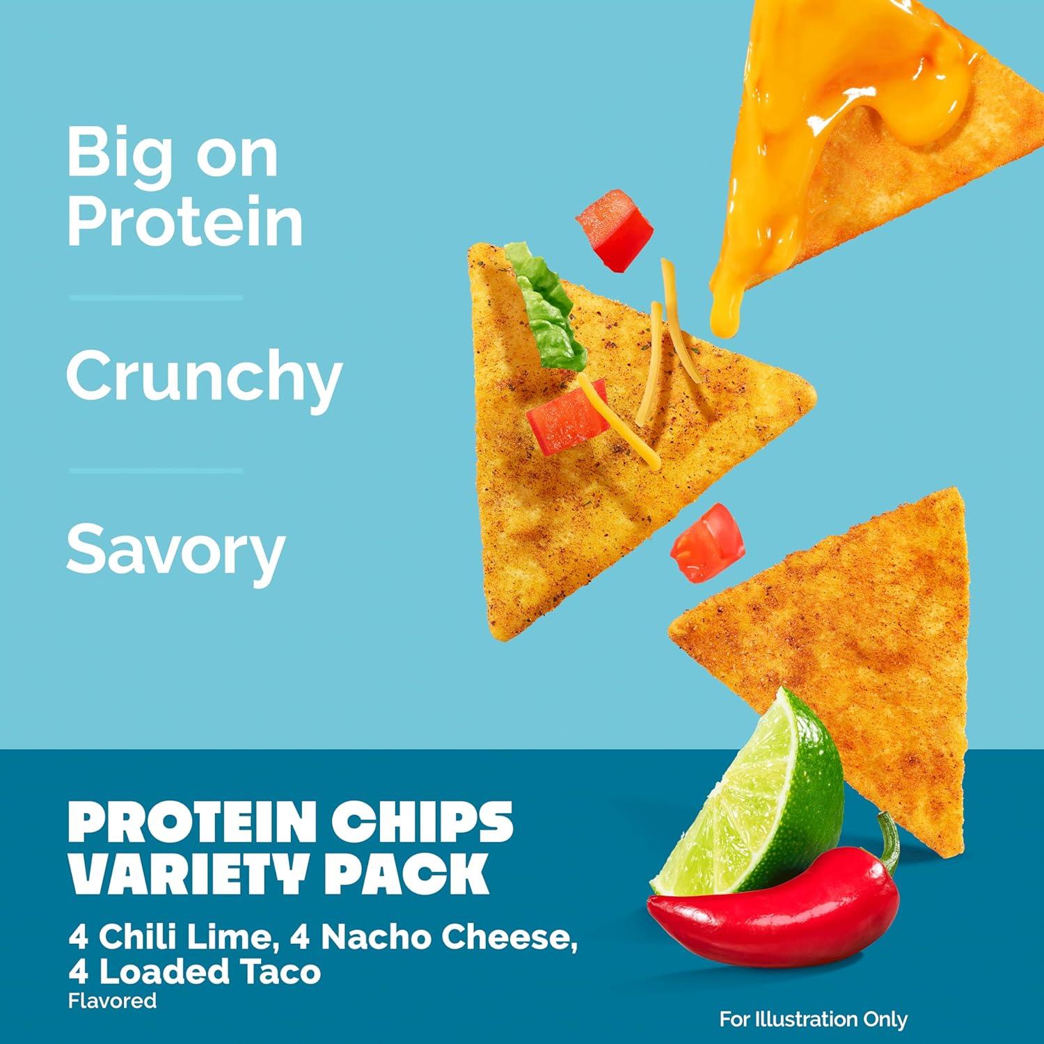 image:imageQuest Nutrition Tortilla Style Protein Chips Salty Snack Variety Pack Pizza Loaded Taco Nacho Cheese Ranch High Protein Snack Low Carb Gluten Free 11 oz Pack of 8 2 each flavorNacho Cheese Loaded Taco Chili Lime