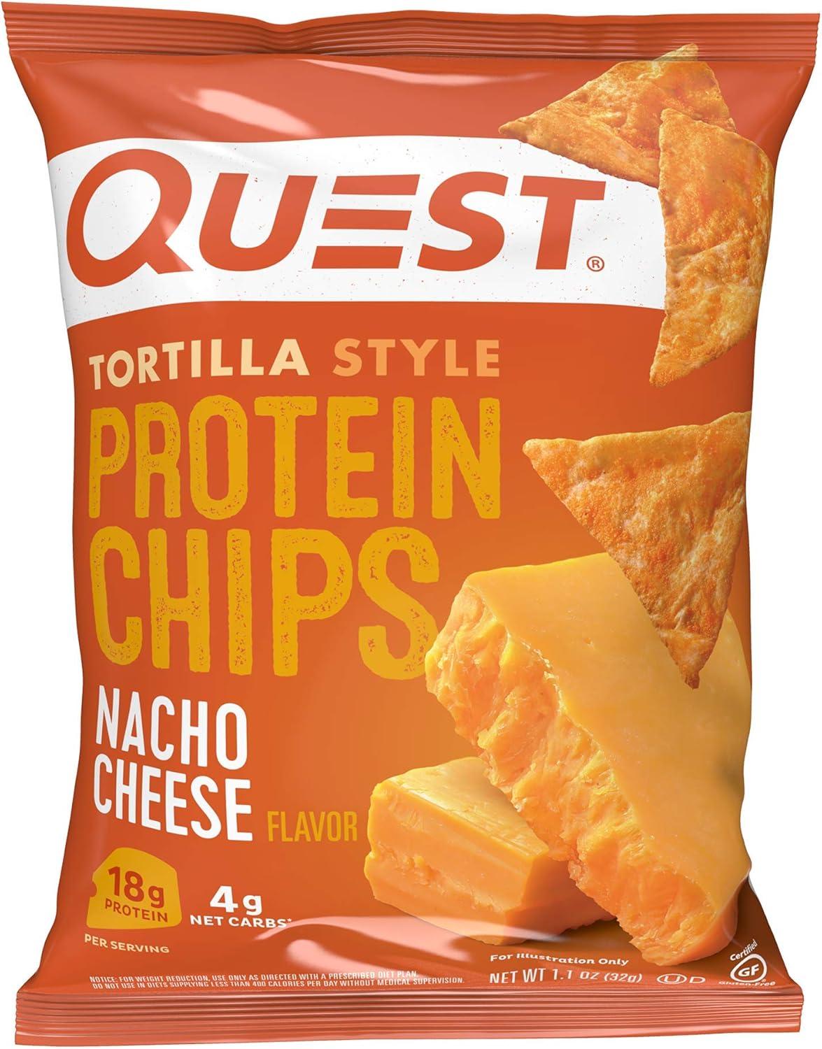 image:imageQuest Nutrition Tortilla Style Protein Chips Salty Snack Variety Pack Pizza Loaded Taco Nacho Cheese Ranch High Protein Snack Low Carb Gluten Free 11 oz Pack of 8 2 each flavorCheddar Cheese