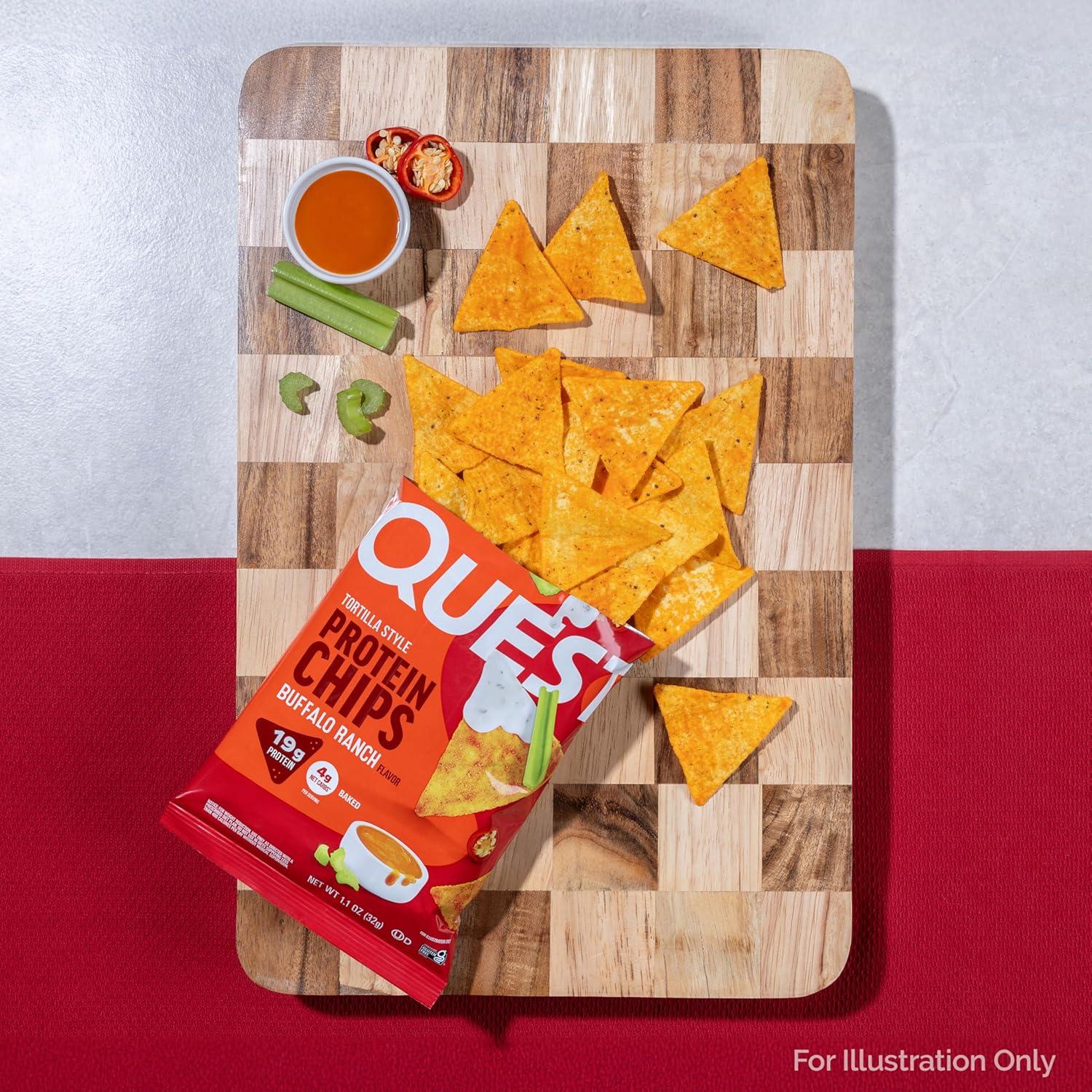 image:imageQuest Nutrition Tortilla Style Protein Chips Salty Snack Variety Pack Pizza Loaded Taco Nacho Cheese Ranch High Protein Snack Low Carb Gluten Free 11 oz Pack of 8 2 each flavorBuffalo Ranch