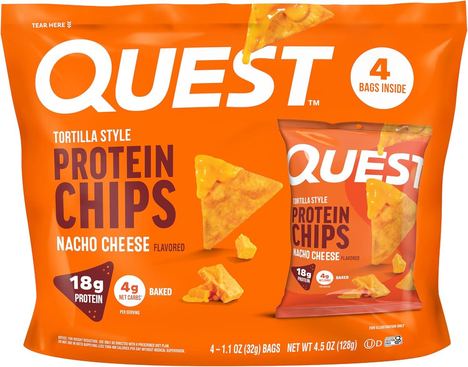 image:imageQuest Nutrition Tortilla Style Protein Chips Salty Snack Variety Pack Pizza Loaded Taco Nacho Cheese Ranch High Protein Snack Low Carb Gluten Free 11 oz Pack of 8 2 each flavorNacho Cheese