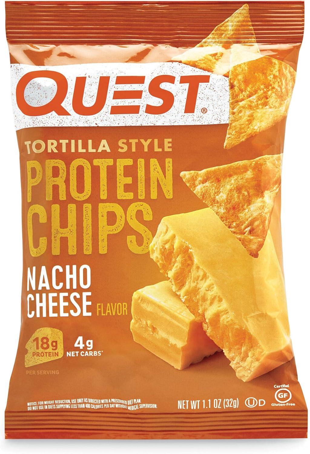 image:imageQuest Nutrition Tortilla Style Protein Chips Salty Snack Variety Pack Pizza Loaded Taco Nacho Cheese Ranch High Protein Snack Low Carb Gluten Free 11 oz Pack of 8 2 each flavorNacho Cheese