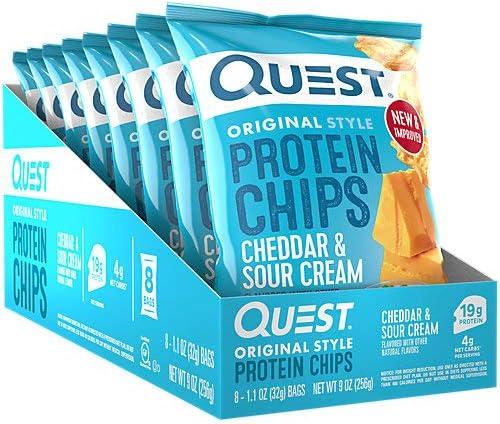 image:imageQuest Nutrition Tortilla Style Protein Chips Salty Snack Variety Pack Pizza Loaded Taco Nacho Cheese Ranch High Protein Snack Low Carb Gluten Free 11 oz Pack of 8 2 each flavorCheddar Cheese