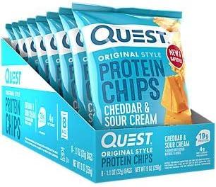 image:imageQuest Nutrition Tortilla Style Protein Chips Salty Snack Variety Pack Pizza Loaded Taco Nacho Cheese Ranch High Protein Snack Low Carb Gluten Free 11 oz Pack of 8 2 each flavorCheddar Cheese