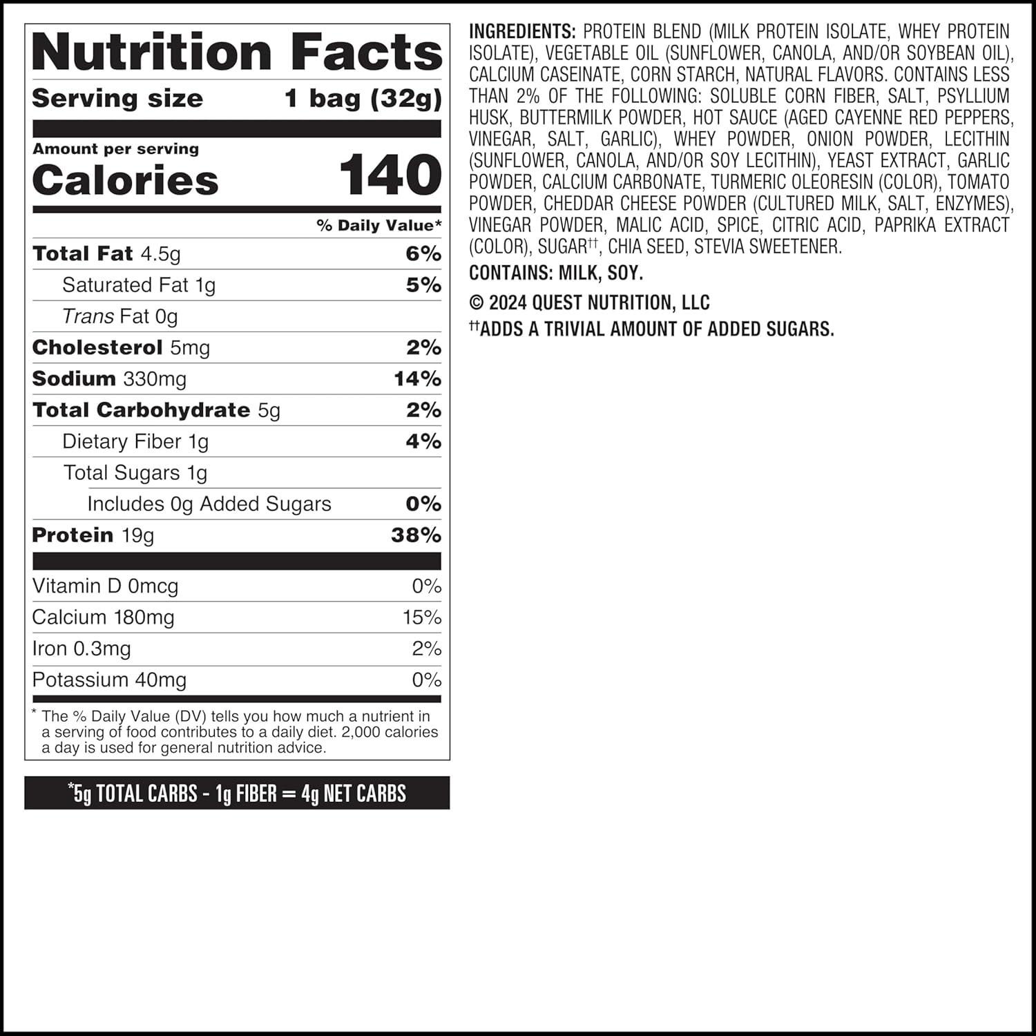 image:imageQuest Nutrition Tortilla Style Protein Chips Salty Snack Variety Pack Pizza Loaded Taco Nacho Cheese Ranch High Protein Snack Low Carb Gluten Free 11 oz Pack of 8 2 each flavorBuffalo Ranch