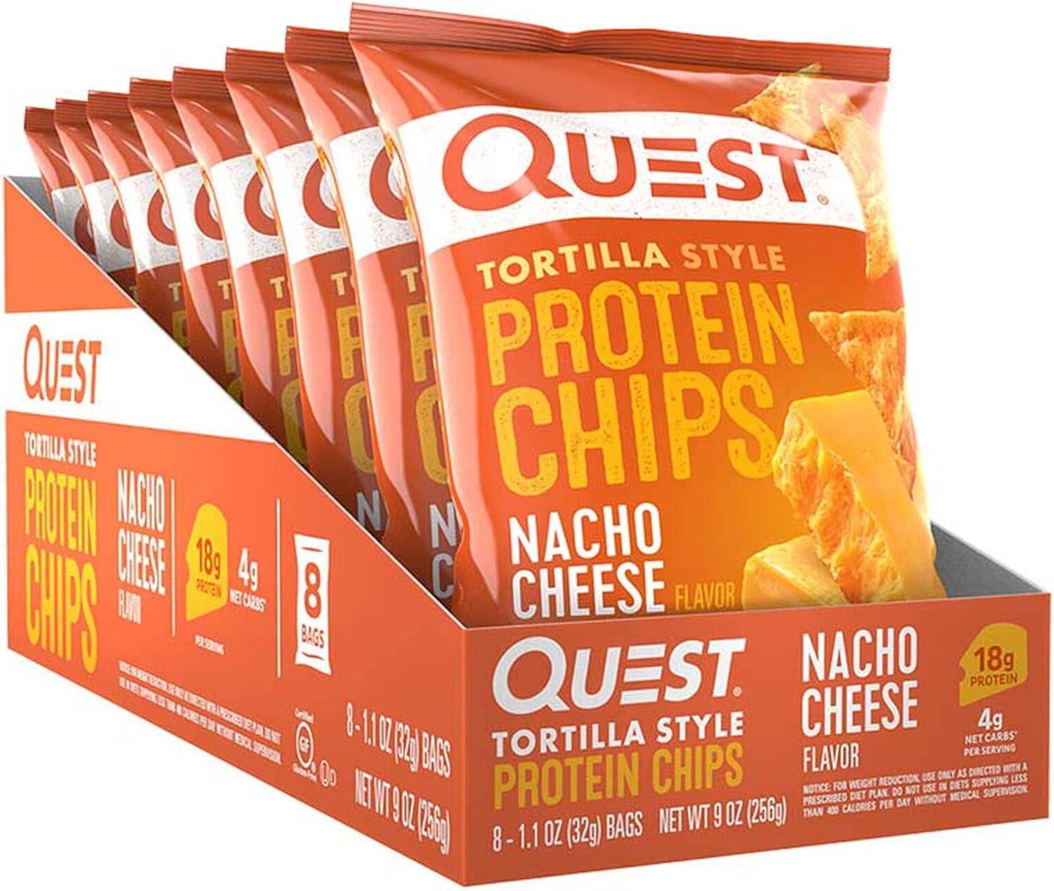 image:imageQuest Nutrition Tortilla Style Protein Chips Salty Snack Variety Pack Pizza Loaded Taco Nacho Cheese Ranch High Protein Snack Low Carb Gluten Free 11 oz Pack of 8 2 each flavorNacho Cheese