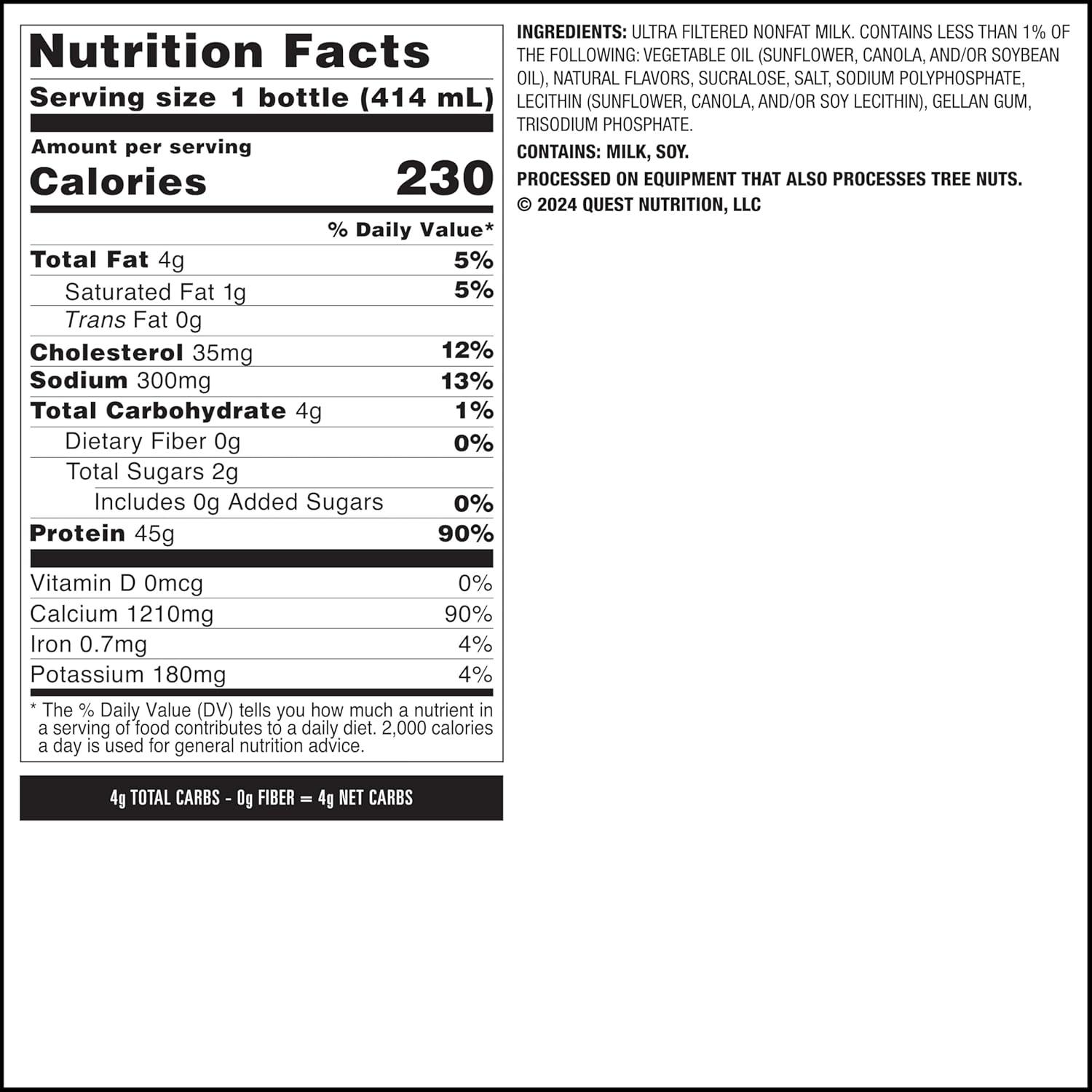 image:imageQuest Nutrition Vanilla Protein Shake 45g Protein 2g Sugar 3g Net Carbs Ready to Drink Gluten Free 4 CountStrawberry