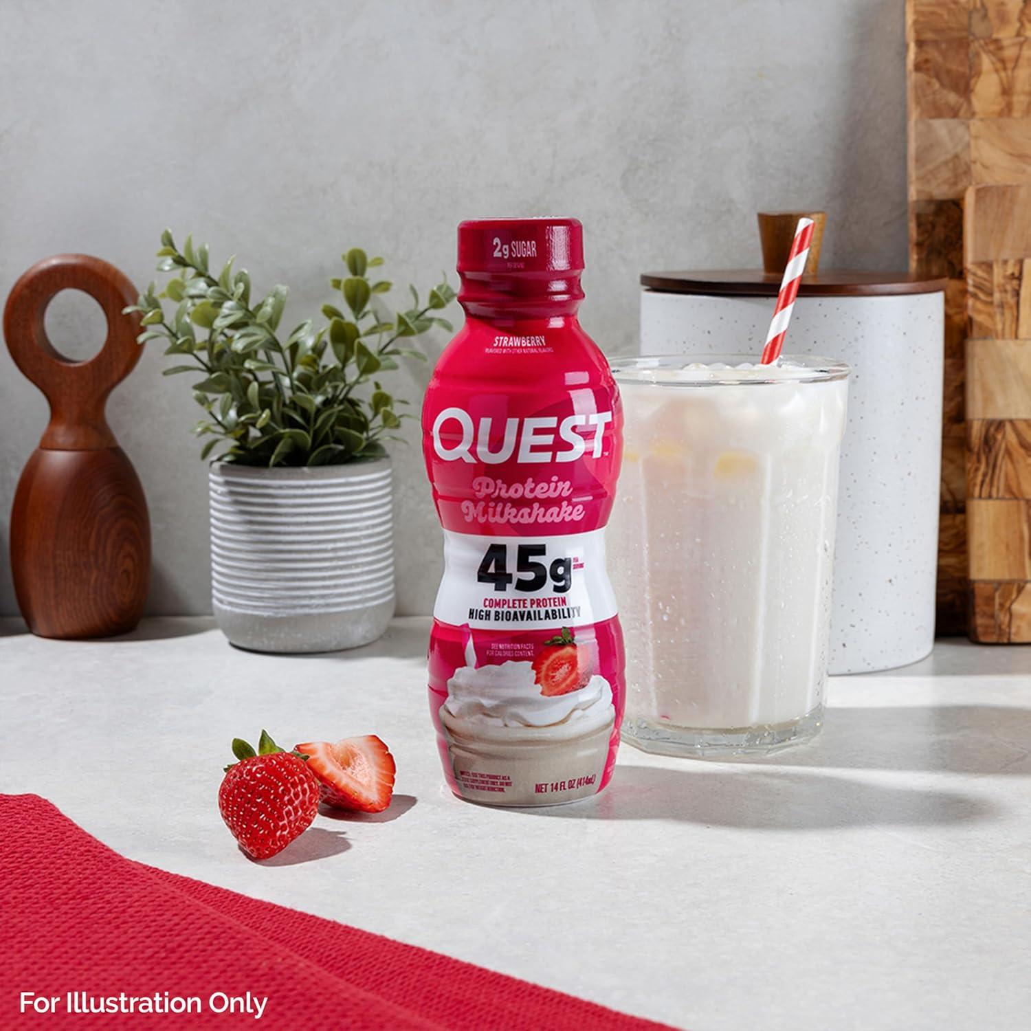image:imageQuest Nutrition Vanilla Protein Shake 45g Protein 2g Sugar 3g Net Carbs Ready to Drink Gluten Free 4 CountStrawberry