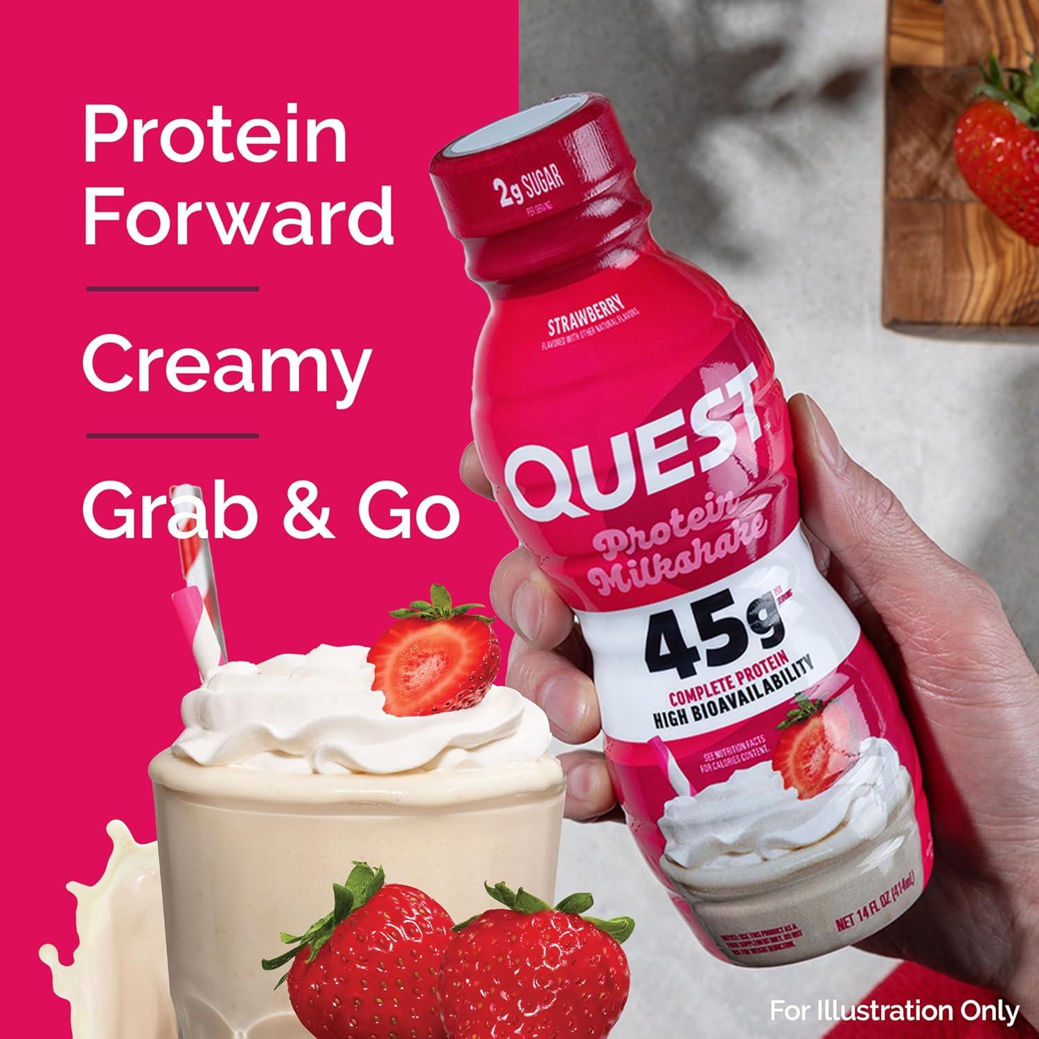 image:imageQuest Nutrition Vanilla Protein Shake 45g Protein 2g Sugar 3g Net Carbs Ready to Drink Gluten Free 4 CountStrawberry
