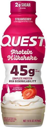 image:imageQuest Nutrition Vanilla Protein Shake 45g Protein 2g Sugar 3g Net Carbs Ready to Drink Gluten Free 4 CountStrawberry