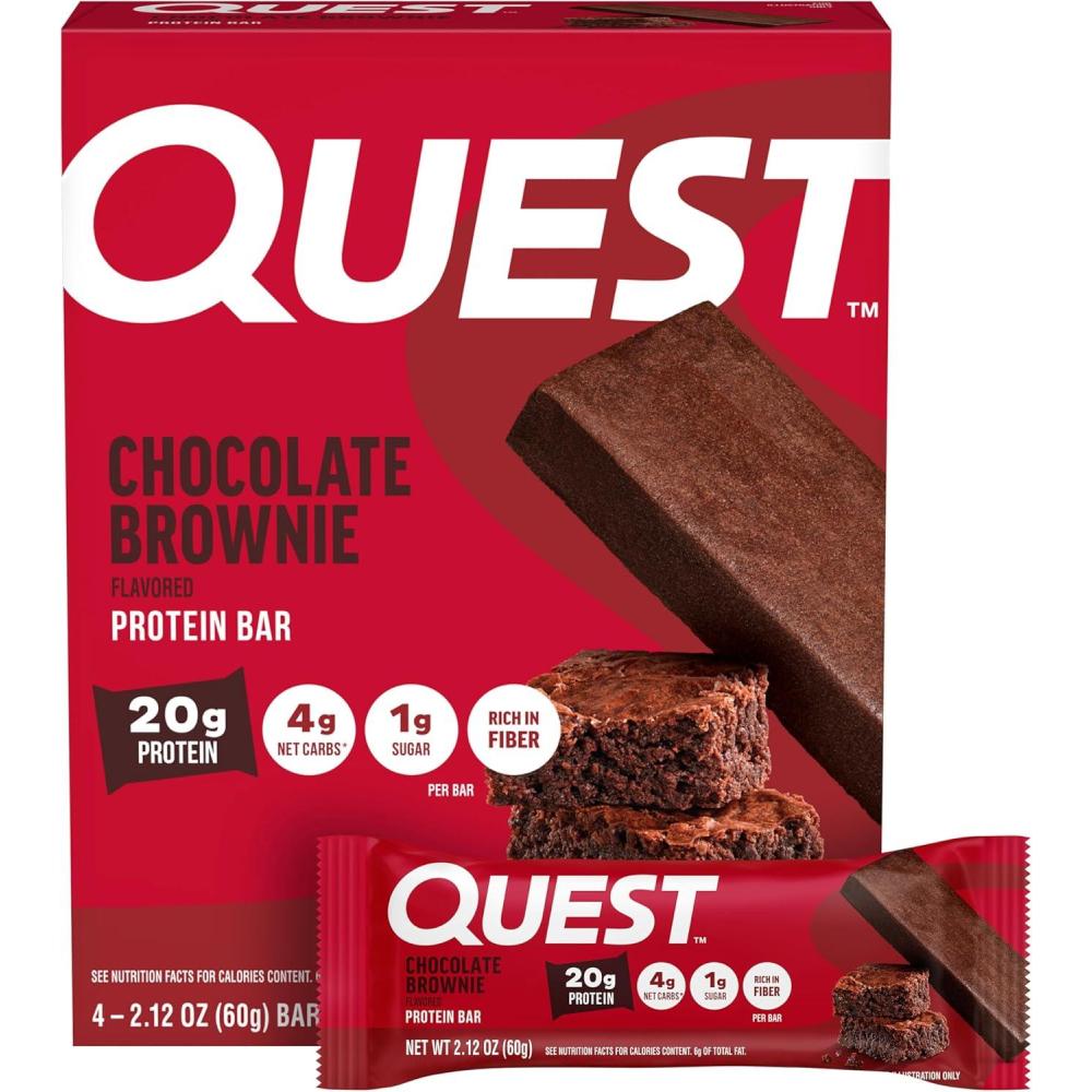 image:imageQuest Nutrition Chocolate Brownie Protein Bars 20g Protein 4g Net Carbs 1g Sugar High Fiber Gluten Free Keto Friendly 4 Count