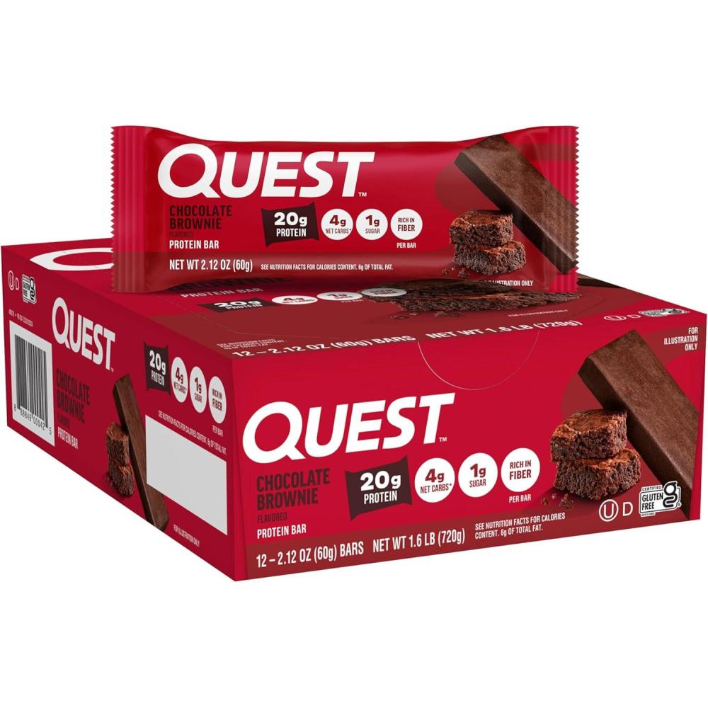 image:imageQuest Nutrition Chocolate Chip Cookie Dough Protein Bars High Protein Low Carb Gluten Free Keto Friendly 12 CountChocolate Brownie