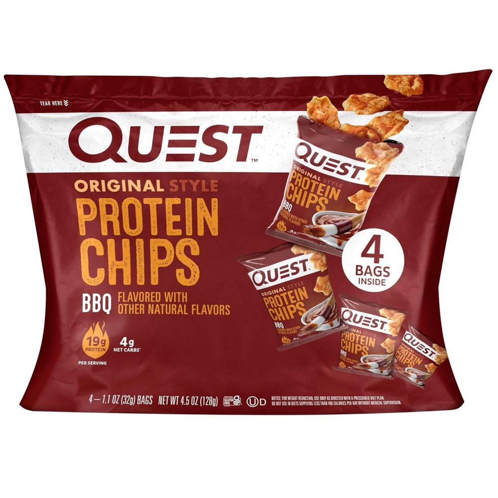 image:imageQuest Nutrition Dill Pickle Flavored Protein Chips 19g Protein 4g Net Carbs Protein Snacks Gluten Free 12 CountBarbecue