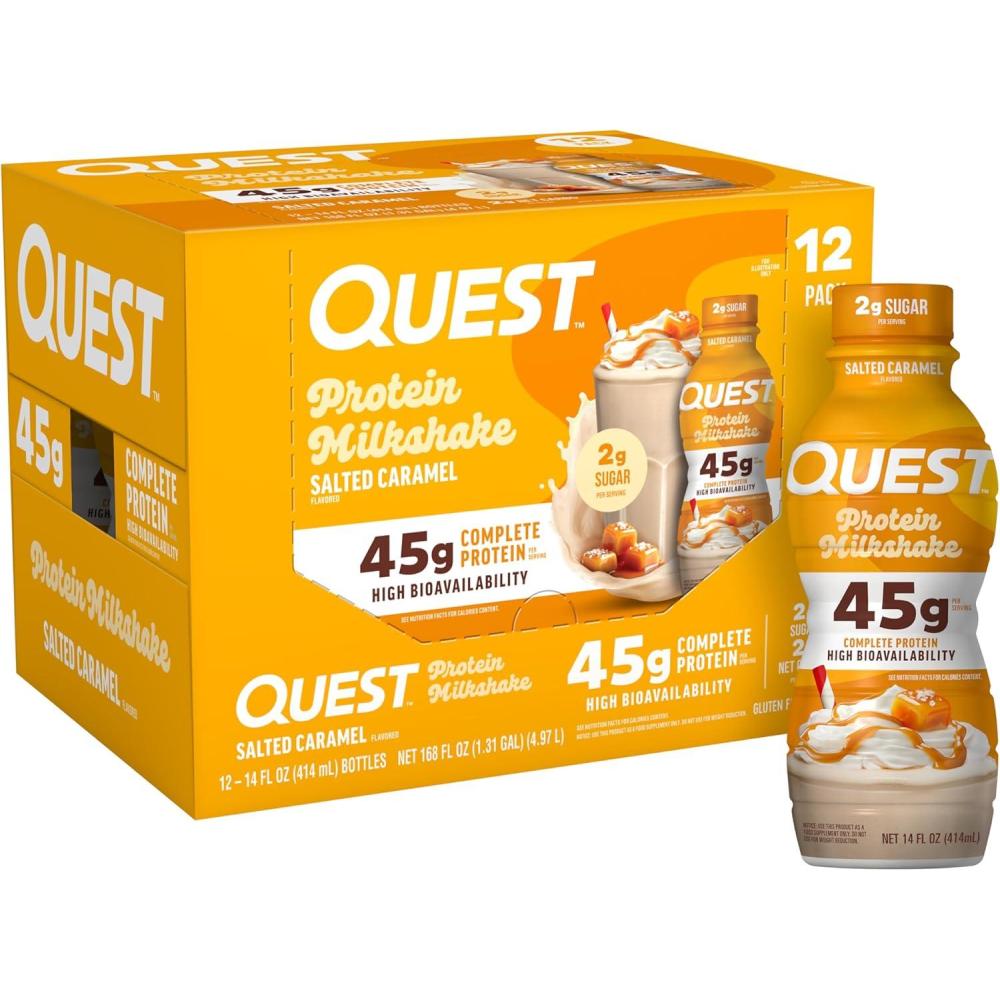 image:imageQuest Nutrition Vanilla Protein Shake 45g Protein 2g Sugar 3g Net Carbs Ready to Drink Gluten Free 4 CountSalted Caramel