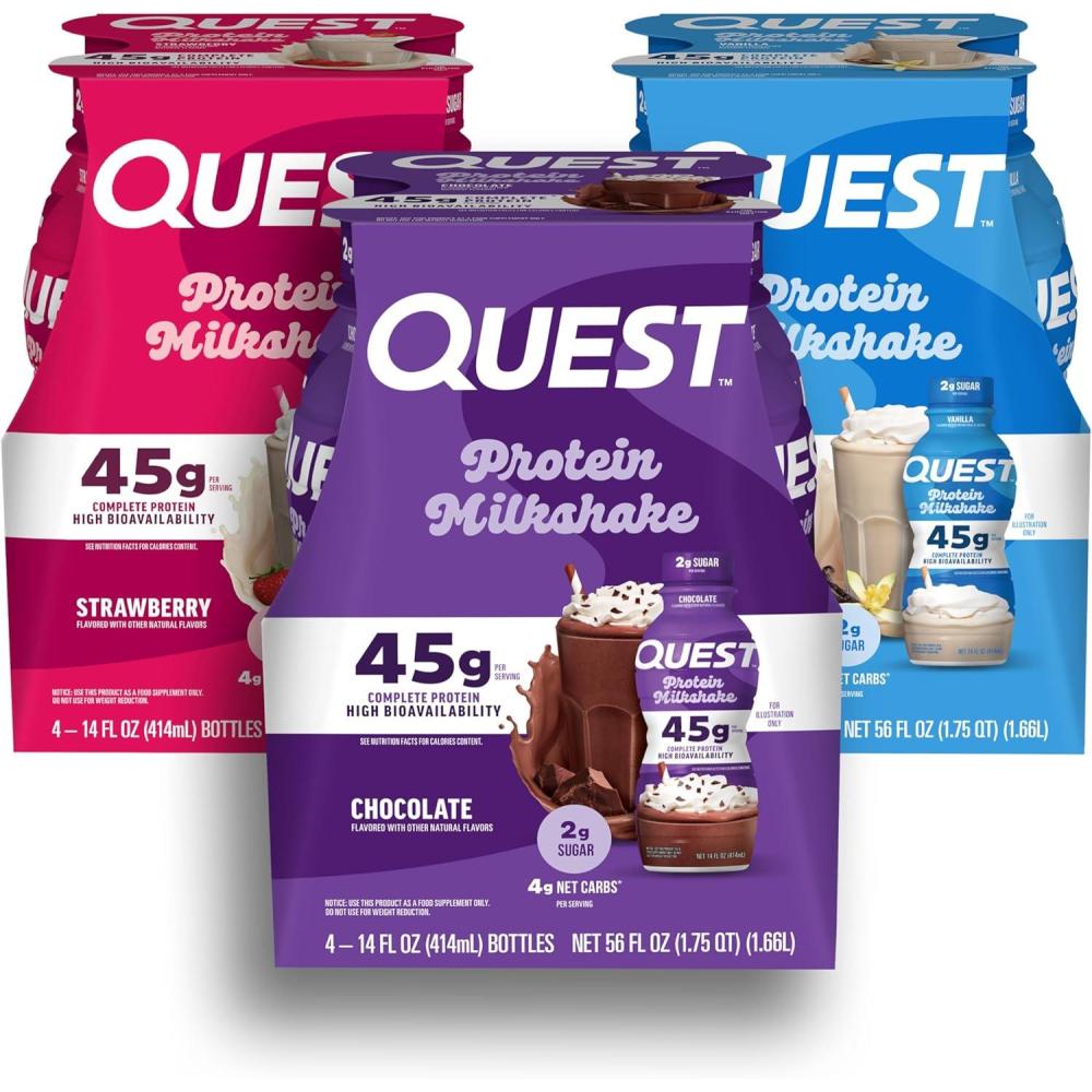 image:imageQuest Nutrition Vanilla Protein Shake 45g Protein 2g Sugar 3g Net Carbs Ready to Drink Gluten Free 4 CountVariety