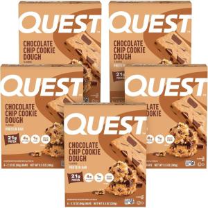 image:imageQuest Nutrition Chocolate Chip Cookie Dough  High Protein Low Carb Gluten Free Keto Friendly 212 Oz 20 Count 4 Packs of 5