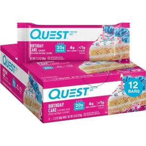 image:imageQuest Nutrition Chocolate Chip Cookie Dough Protein Bars High Protein Low Carb Gluten Free Keto Friendly 12 CountBirthday Cake