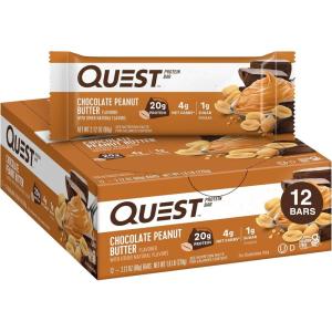 image:imageQuest Nutrition Chocolate Chip Cookie Dough Protein Bars High Protein Low Carb Gluten Free Keto Friendly 12 CountChocolate Peanut Butter