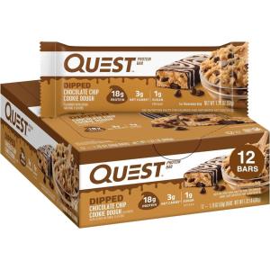 image:imageQuest Nutrition Chocolate Chip Cookie Dough Protein Bars High Protein Low Carb Gluten Free Keto Friendly 12 CountDipped Chocolate Chip Cookie Dough