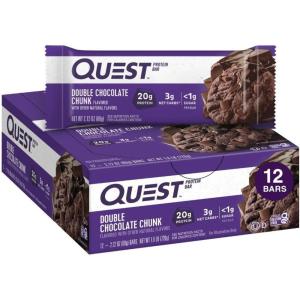 image:imageQuest Nutrition Chocolate Chip Cookie Dough Protein Bars High Protein Low Carb Gluten Free Keto Friendly 12 CountDouble Chocolate Chunk