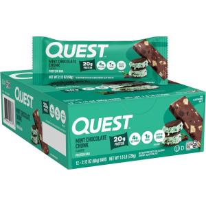 image:imageQuest Nutrition Chocolate Chip Cookie Dough Protein Bars High Protein Low Carb Gluten Free Keto Friendly 12 CountMint Chocolate Chunk