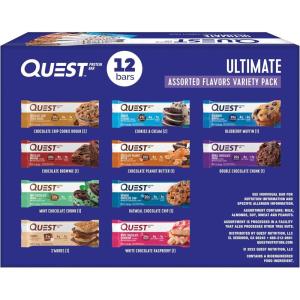 image:imageQuest Nutrition Chocolate Chip Cookie Dough Protein Bars High Protein Low Carb Gluten Free Keto Friendly 12 CountUltimate Variety Pack