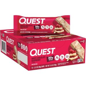 image:imageQuest Nutrition Chocolate Chip Cookie Dough Protein Bars High Protein Low Carb Gluten Free Keto Friendly 12 CountWhite Chocolate Raspberry