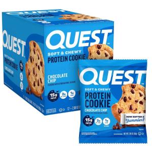 image:imageQuest Nutrition Chocolate Chip Protein Cookie 15g Protein 1g Sugar 2g Net Carbs Keto Friendly High Protein Low Carb 12 CountChocolate Chip