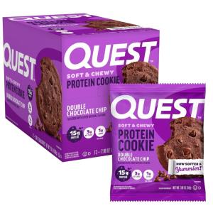image:imageQuest Nutrition Chocolate Chip Protein Cookie 15g Protein 1g Sugar 2g Net Carbs Keto Friendly High Protein Low Carb 12 CountDouble Chocolate Chip