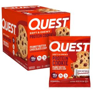 image:imageQuest Nutrition Chocolate Chip Protein Cookie 15g Protein 1g Sugar 2g Net Carbs Keto Friendly High Protein Low Carb 12 CountPeanut Butter Chocolate Chip