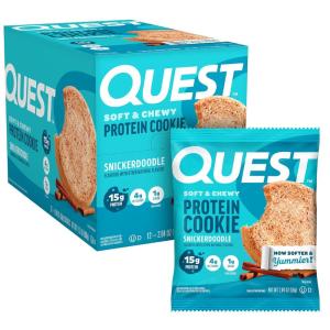 image:imageQuest Nutrition Chocolate Chip Protein Cookie 15g Protein 1g Sugar 2g Net Carbs Keto Friendly High Protein Low Carb 12 CountSnickerdoodle