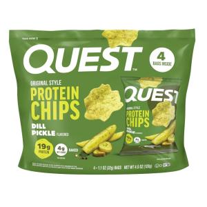 image:imageQuest Nutrition Dill Pickle Flavored Protein Chips 19g Protein 4g Net Carbs Protein Snacks Gluten Free 12 CountDill Pickle