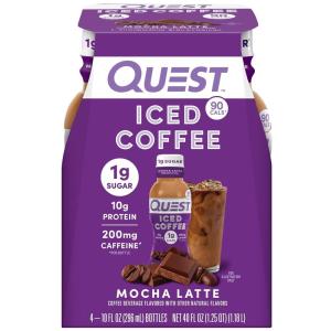 image:imageQuest Nutrition Iced Coffee Vanilla Latte 1g of Sugar 10g of Protein 90 calories 200mg of caffeine 4 CountMocha Latte