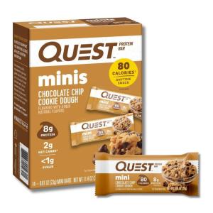 image:imageQuest Nutrition Mini Chocolate Chip Cookie Dough Protein Bars 8g Protein 1g Sugar 2g Net Carbs Gluten Free 14 Count14 Count Pack of 1