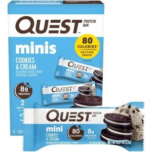 image:imageQuest Nutrition Mini Cookies amp Cream Protein Bars 8g Protein 1g Sugar 2g Net Carbs Gluten Free 14 Count