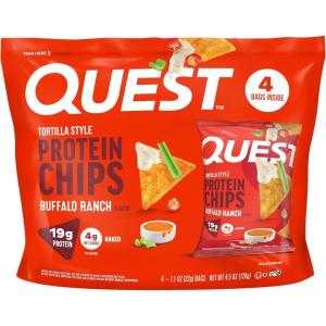 image:imageQuest Nutrition Tortilla Style Protein Chips Salty Snack Variety Pack Pizza Loaded Taco Nacho Cheese Ranch High Protein Snack Low Carb Gluten Free 11 oz Pack of 8 2 each flavorBuffalo Ranch