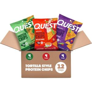 image:imageQuest Nutrition Tortilla Style Protein Chips Salty Snack Variety Pack Pizza Loaded Taco Nacho Cheese Ranch High Protein Snack Low Carb Gluten Free 11 oz Pack of 8 2 each flavorBuffalo Ranch  Salsa Verde  Loaded Taco