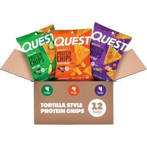 image:imageQuest Nutrition Tortilla Style Protein Chips Salty Snack Variety Pack Pizza Loaded Taco Nacho Cheese Ranch High Protein Snack Low Carb Gluten Free 11 oz Pack of 8 2 each flavorNacho Cheese  Loaded Taco  Chili Lime